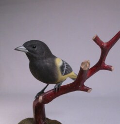 Scott's Oriole On Branch Wooden Carved Bird - thumbnail 2