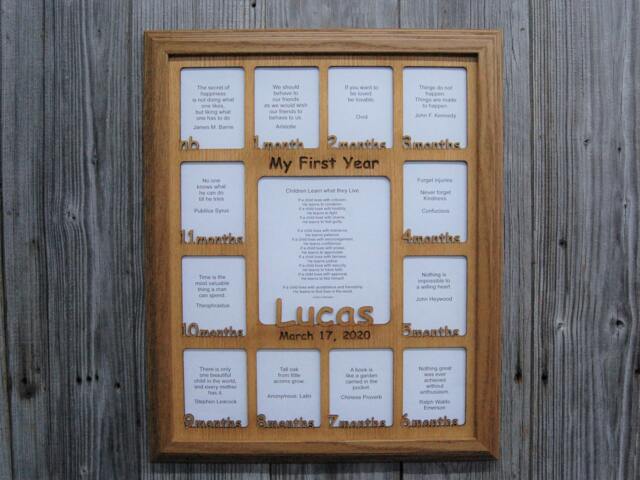 Baby First Year Name Picture Frame - 16x20 New Born Gift, Shower 1st Frame, Gift For Parents - image 1