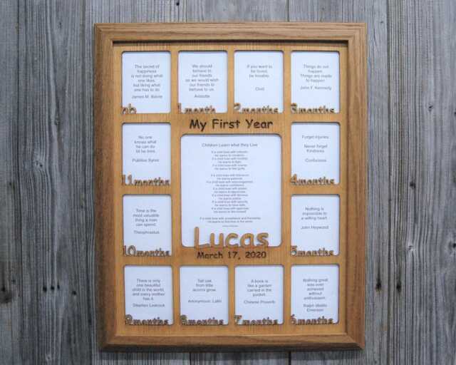 Baby First Year Name Picture Frame - 16x20 New Born Gift, Shower 1st Frame, Gift For Parents - image 1