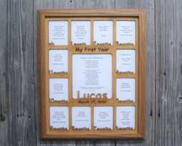 Baby First Year Name Picture Frame - 16x20 New Born Gift, Shower 1st Frame, Gift For Parents - thumbnail 1