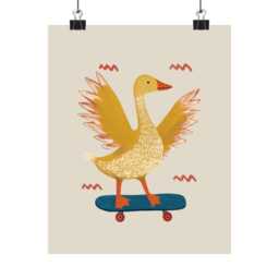 Skateboarding Goose Nursery Art Fun Animal Kid Print Playful Bird Toddler Bedroom Decor Whimsical Playroom Cute Design - 48 - thumbnail 2