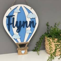 Wooden Hot Air Balloon - Personalised Nursery Decor Wall - thumbnail 3