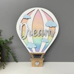 Wooden Hot Air Balloon - Personalised Nursery Decor Wall - thumbnail 2