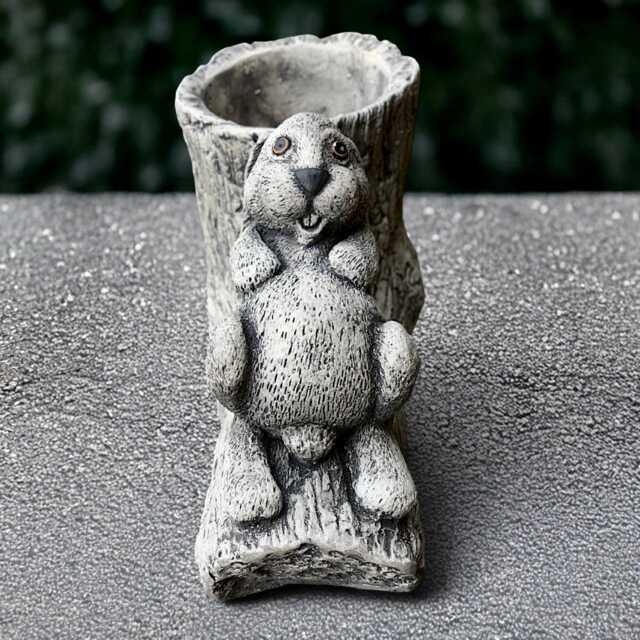 Outdoor Rabbit Sculpture Concrete Bunny Figure Garden With Flower Pot Handmade Decoration Rabbit Lover Gift Front Door Ornament - image 1