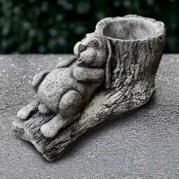Outdoor Rabbit Sculpture Concrete Bunny Figure Garden With Flower Pot Handmade Decoration Rabbit Lover Gift Front Door Ornament - thumbnail 3