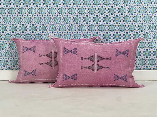 Yakiti-Light Pink Silk Moroccan Pillows, Aka Cactus Pillow, Decorative Pillows, Sabra Pillows, Moroccan Decor Designer Cactus - image 1