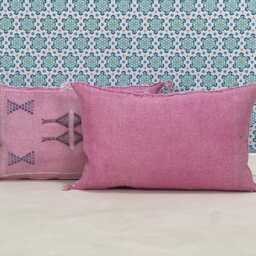 Yakiti-Light Pink Silk Moroccan Pillows, Aka Cactus Pillow, Decorative Pillows, Sabra Pillows, Moroccan Decor Designer Cactus - thumbnail 2
