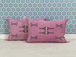 Yakiti-Light Pink Silk Moroccan Pillows, Aka Cactus Pillow, Decorative Pillows, Sabra Pillows, Moroccan Decor Designer Cactus