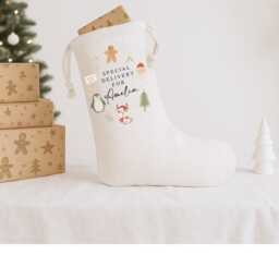 Christmas Stockings Personalized Stocking & Sack Baby Present Sack, Newborn Xmas Stocking, First Gift Bag Keepsake - thumbnail 3