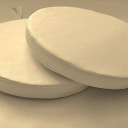 "2 Cream Faux Leather Round Dining Garden Chair Cushion Seat Pads 12"" To 20" - thumbnail 3