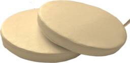 "2 Cream Faux Leather Round Dining Garden Chair Cushion Seat Pads 12"" To 20" - thumbnail 1