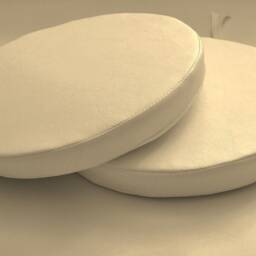 "2 Cream Faux Leather Round Dining Garden Chair Cushion Seat Pads 12"" To 20" - thumbnail 2