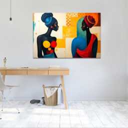 African Beautiful Figures, Cubistic Decorative Style, Wall Hangins, Home Decor, Mounted Canvas Print Ready To Hang - thumbnail 3