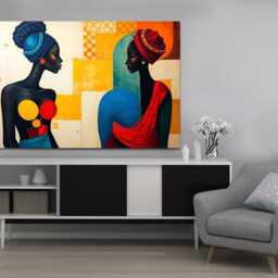 African Beautiful Figures, Cubistic Decorative Style, Wall Hangins, Home Decor, Mounted Canvas Print Ready To Hang - thumbnail 2