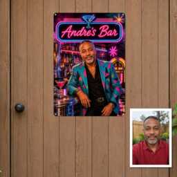 Personalised 80S Neon Bar Metal Plaque From Photo, Custom Sign Text, Retro Home Pub Gift For Hosts Door Wall Decor - thumbnail 4