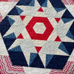 "Patriotic Stars Patchwork Quilt Red White Blue Cotton Throw - 94"" X 108" - thumbnail 3