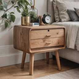 Solid Wood Bedside Table in Oak & Walnut, Modern With Wooden Or Metal Legs, Individually Customizable, Made-To-Measure Nightstand - thumbnail 1