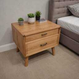 Solid Wood Bedside Table in Oak & Walnut, Modern With Wooden Or Metal Legs, Individually Customizable, Made-To-Measure Nightstand - thumbnail 3