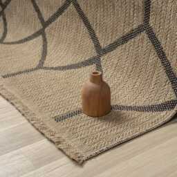 Beige Jute Area Rug, Geometric Boho Scandinavian Custom Size - thumbnail 3