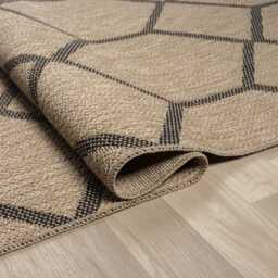 Beige Jute Area Rug, Geometric Boho Scandinavian Custom Size - thumbnail 2