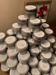 50 Personalized Candle Tins - Custom Soy Candles, Wedding Favors
