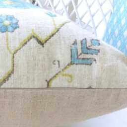 Turquoise & Citrine Ikat Pillow Cover Richloom Linen Rayon Blend - thumbnail 3