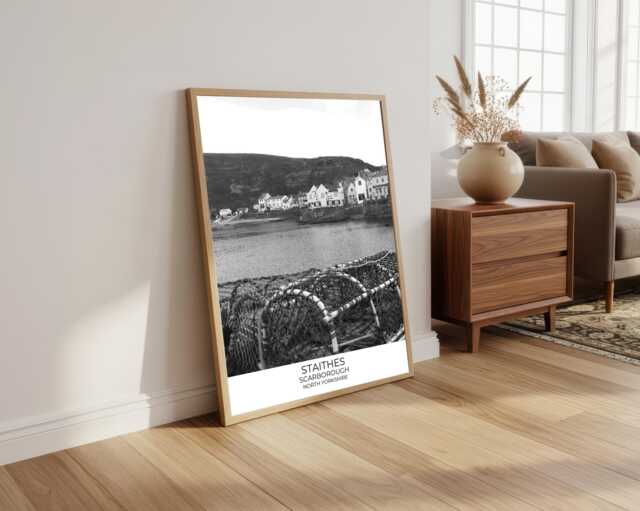staithes, North Yorkshire Photography Print Black & White Gallery Wall Art - image 1