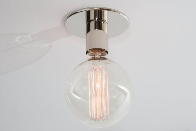 Polished Nickel Ceiling Light Minimalist Edison Lamp, Flushmount Sconce - image 1
