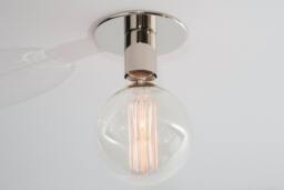 Polished Nickel Ceiling Light Minimalist Edison Lamp, Flushmount Sconce - thumbnail 1