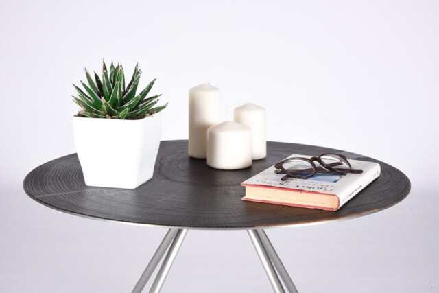 Round Coffee Table/Small Side Mid Century Style End in Iron & Oak Smoked Bedside Modern For Sofas - image 1