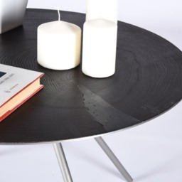 Round Coffee Table/Small Side Mid Century Style End in Iron & Oak Smoked Bedside Modern For Sofas - thumbnail 4