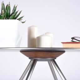 Round Coffee Table/Small Side Mid Century Style End in Iron & Oak Smoked Bedside Modern For Sofas - thumbnail 3