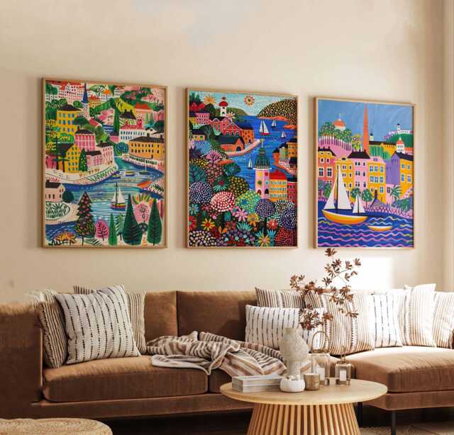 Set Of 3 Helsinki Travel Posters, Finland Wall Art Prints, Scandinavian Cityscape Decor, Landmark Art, Nordic Poster Gift - image 1