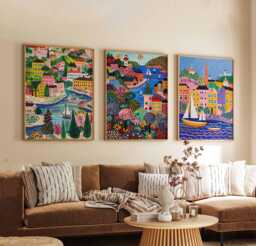 Set Of 3 Helsinki Travel Posters, Finland Wall Art Prints, Scandinavian Cityscape Decor, Landmark Art, Nordic Poster Gift - thumbnail 1