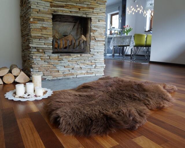 "Sheepskin Brown Throw Genuine Leather Wool Carpet Decorative Rug Brown Comfy, Cozy, Hair Is Very Thick, Shiny, 48""/ 30" - image 1