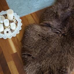 "Sheepskin Brown Throw Genuine Leather Wool Carpet Decorative Rug Brown Comfy, Cozy, Hair Is Very Thick, Shiny, 48""/ 30" - thumbnail 3