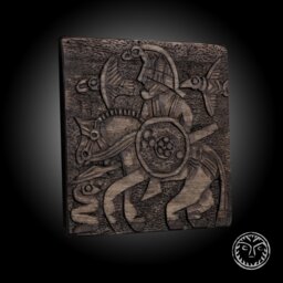Hand Carved Viking Odin Panel, Norse Mythology Wall Decor - thumbnail 1