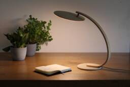 Ekstera Handmade Wooden Table Lamp, Retro Space Age Style, Adjustable Warm To Cold White, 2700K, 6200K, Walnut Nightstand