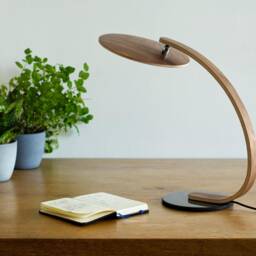 Ekstera Handmade Wooden Table Lamp, Retro Space Age Style, Adjustable Warm To Cold White, 2700K, 6200K, Walnut Nightstand - thumbnail 3