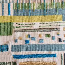 Handmade Abstract Embroidery Art Green Textile Wall Hanging - thumbnail 4