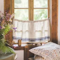 Elegant French Style Linen Caf?? Curtains - Soft & Airy Kitchen Curtain 100% Natural For A Chic, Cozy French-Inspired Look - thumbnail 3