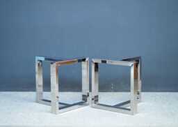 "Stainless Steel Table Legs , H 28"" X W L 24"", Chrome Dining Customizable Height 26"" - 30"