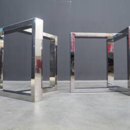 "Stainless Steel Table Legs , H 28"" X W L 24"", Chrome Dining Customizable Height 26"" - 30" - thumbnail 4