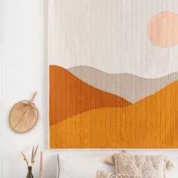 Large Quilted Desert Tapestry Modern Handmade Wall Hanging - thumbnail 3