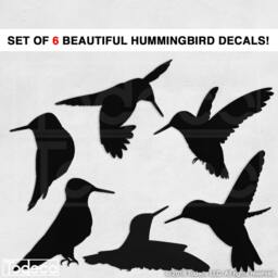 Hummingbird Silhouette Wall Decal - Set Of 6 Vinyl Stickers - thumbnail 1