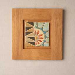 Abstract Sun Ceramic Wall Art in White Oak Frame - Made To Order Original Equator A B C - thumbnail 3