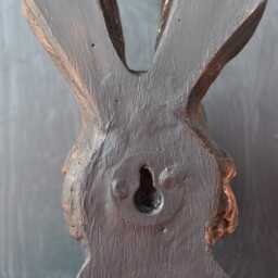 Rustic Bronze Hare Head & Tile Wall Art - Vintage Style - thumbnail 4