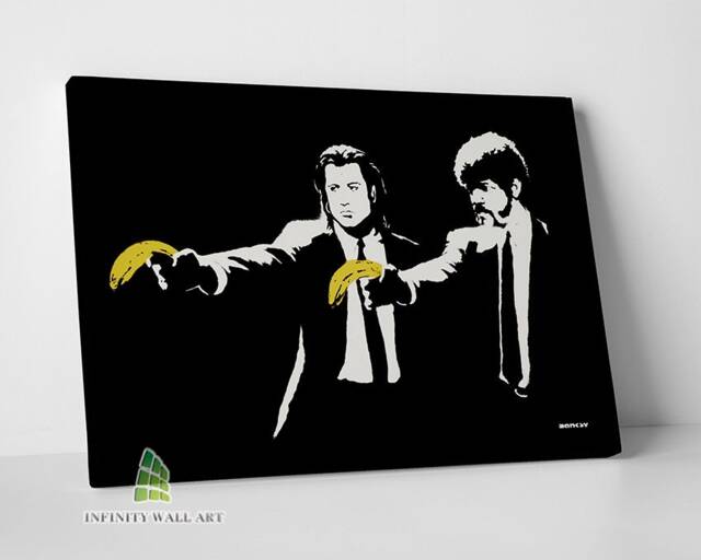 Banksy Pulp Fiction Banana Canvas Art Graffiti Wall Print Picture Framed Home Decor-C826 - image 1