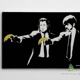 Banksy Pulp Fiction Banana Canvas Art Graffiti Wall Print Picture Framed Home Decor-C826 - thumbnail 2