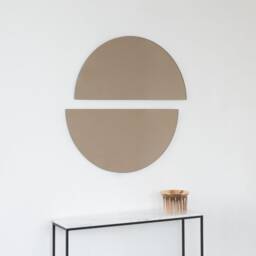 Set Of 2 Luna??? Half-Moon Bronze Tinted Contemporary Frameless Round Mirrors - Large, Xl - thumbnail 2